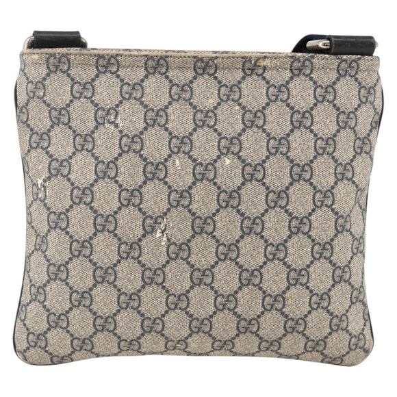 GUCCI GG Supreme Shoulder Bag PVC Navy Silver 201538 Auth bs34231