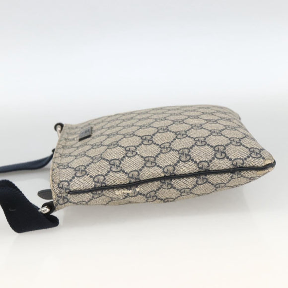 GUCCI GG Supreme Shoulder Bag PVC Navy Silver 201538 Auth bs34231