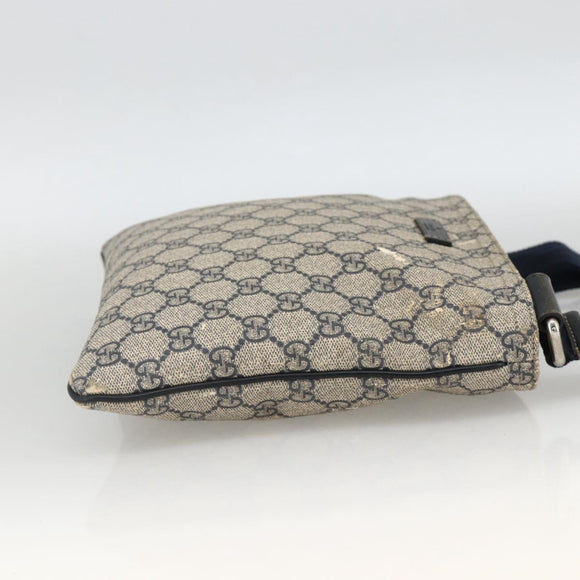 GUCCI GG Supreme Shoulder Bag PVC Navy Silver 201538 Auth bs34231