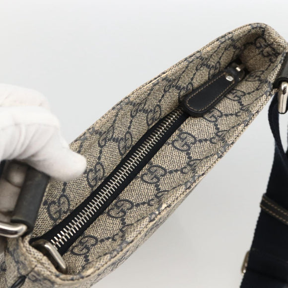 GUCCI GG Supreme Shoulder Bag PVC Navy Silver 201538 Auth bs34231