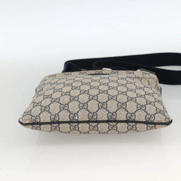 GUCCI GG Supreme Shoulder Bag PVC Navy Silver 201538 Auth bs34231