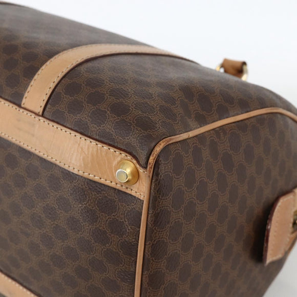 CELINE Macadam Canvas Hand Bag PVC Leather Brown Gold Auth bs34232