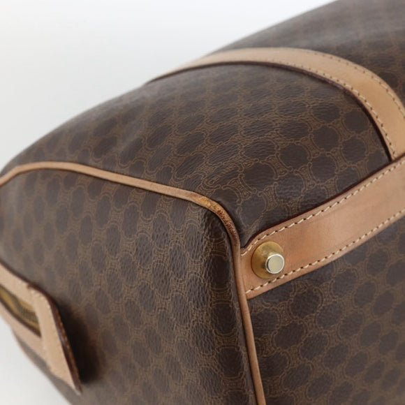CELINE Macadam Canvas Hand Bag PVC Leather Brown Gold Auth bs34232
