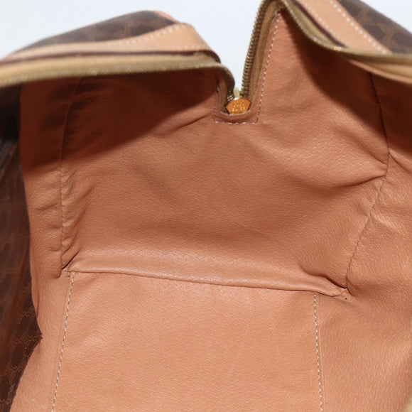 CELINE Macadam Canvas Hand Bag PVC Leather Brown Gold Auth bs34232