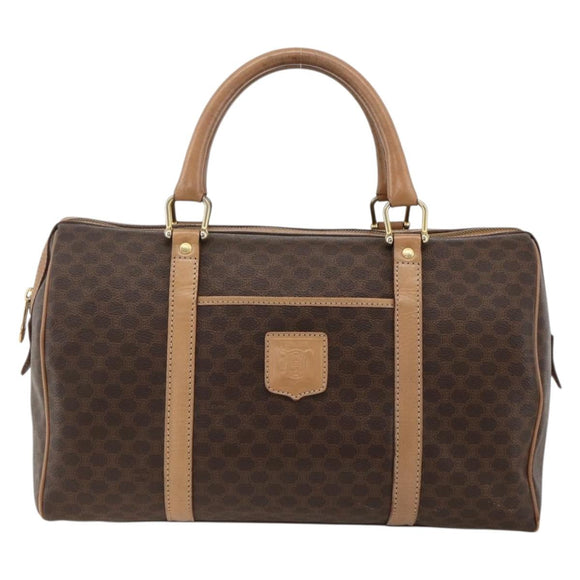 CELINE Macadam Canvas Hand Bag PVC Leather Brown Gold Auth bs34232