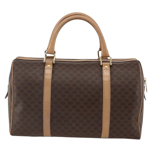 CELINE Macadam Canvas Hand Bag PVC Leather Brown Gold Auth bs34232
