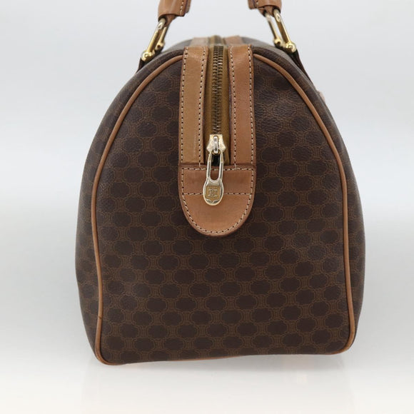 CELINE Macadam Canvas Hand Bag PVC Leather Brown Gold Auth bs34232