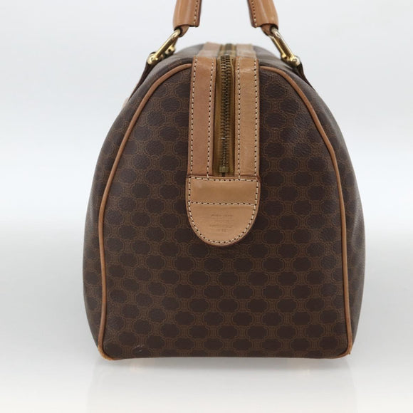 CELINE Macadam Canvas Hand Bag PVC Leather Brown Gold Auth bs34232