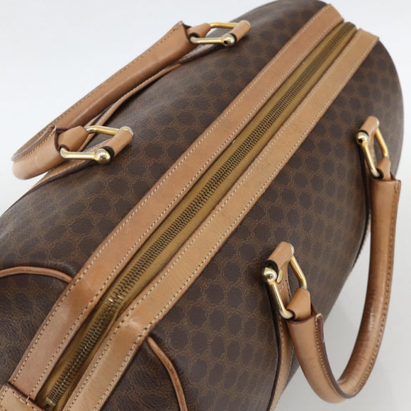 CELINE Macadam Canvas Hand Bag PVC Leather Brown Gold Auth bs34232