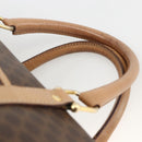 CELINE Macadam Canvas Hand Bag PVC Leather Brown Gold Auth bs34232-8