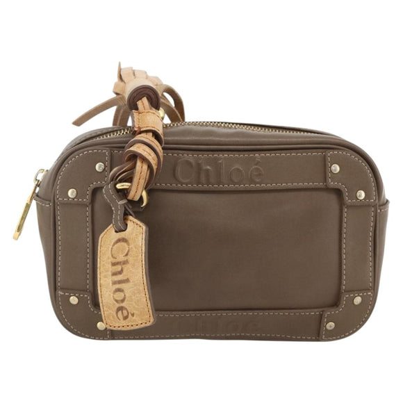 Chloe Clutch Bag Leather Brown Gold Auth bs34233