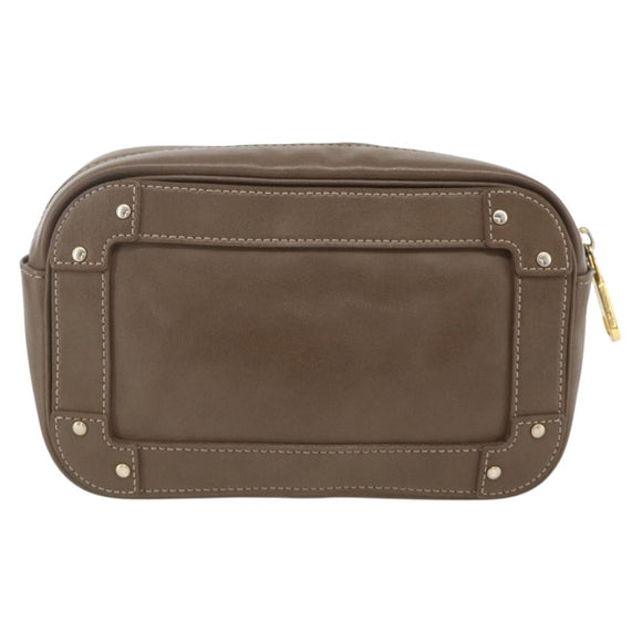 Chloe Clutch Bag Leather Brown Gold Auth bs34233
