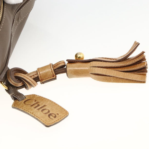 Chloe Clutch Bag Leather Brown Gold Auth bs34233