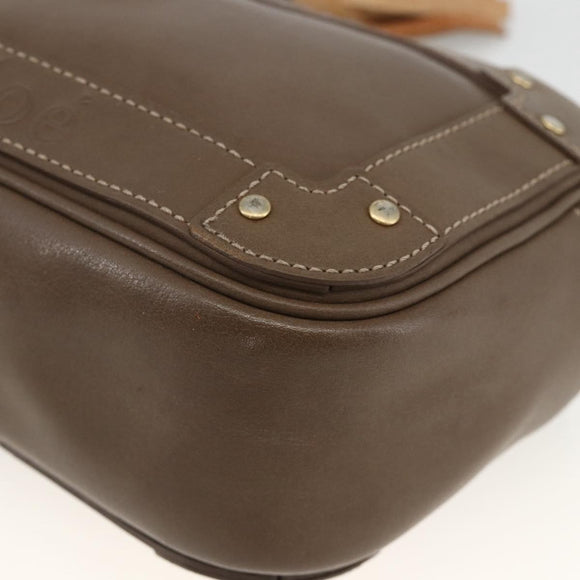 Chloe Clutch Bag Leather Brown Gold Auth bs34233