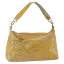 CHANEL Shoulder Bag Patent Leather Yellow Gold CC Auth bs34234-1