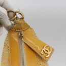 CHANEL Shoulder Bag Patent Leather Yellow Gold CC Auth bs34234-14