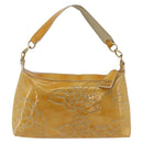 CHANEL Shoulder Bag Patent Leather Yellow Gold CC Auth bs34234-3