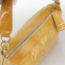 CHANEL Shoulder Bag Patent Leather Yellow Gold CC Auth bs34234-6