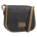 Christian Dior Honeycomb Canvas Shoulder Bag PVC Black Gold Auth bs34235-1