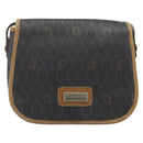 Christian Dior Honeycomb Canvas Shoulder Bag PVC Black Gold Auth bs34235-13