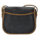 Christian Dior Honeycomb Canvas Shoulder Bag PVC Black Gold Auth bs34235-2