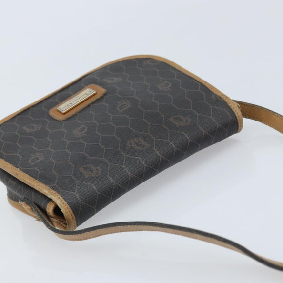 Christian Dior Honeycomb Canvas Shoulder Bag PVC Black Gold Auth bs34235