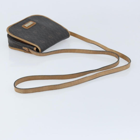 Christian Dior Honeycomb Canvas Shoulder Bag PVC Black Gold Auth bs34235