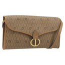 Christian Dior Honeycomb Canvas Shoulder Bag PVC Brown Gold Auth bs34236-1