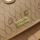Christian Dior Honeycomb Canvas Shoulder Bag PVC Brown Gold Auth bs34236-16
