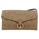 Christian Dior Honeycomb Canvas Shoulder Bag PVC Brown Gold Auth bs34236-2