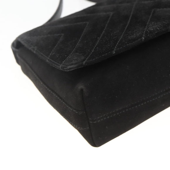 Salvatore Ferragamo Shoulder Bag Suede Black Gold Auth bs34238