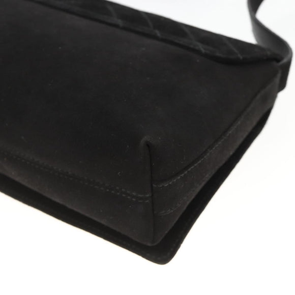 Salvatore Ferragamo Shoulder Bag Suede Black Gold Auth bs34238
