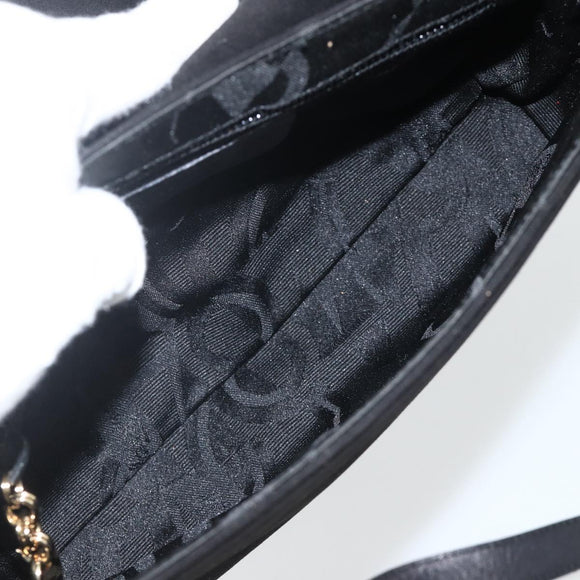 Salvatore Ferragamo Shoulder Bag Suede Black Gold Auth bs34238