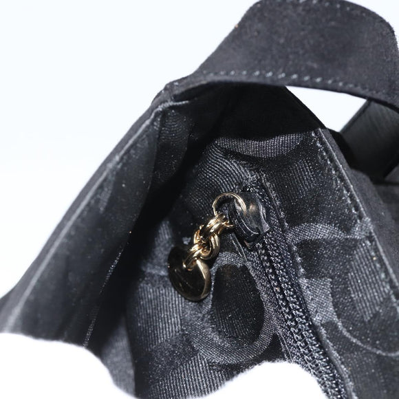 Salvatore Ferragamo Shoulder Bag Suede Black Gold Auth bs34238