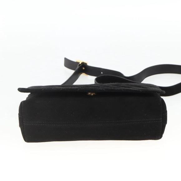 Salvatore Ferragamo Shoulder Bag Suede Black Gold Auth bs34238