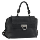 Salvatore Ferragamo Gancini Hand Bag Leather Black Silver Auth bs34239-1