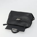 Salvatore Ferragamo Gancini Hand Bag Leather Black Silver Auth bs34239-18