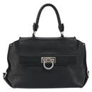 Salvatore Ferragamo Gancini Hand Bag Leather Black Silver Auth bs34239-13
