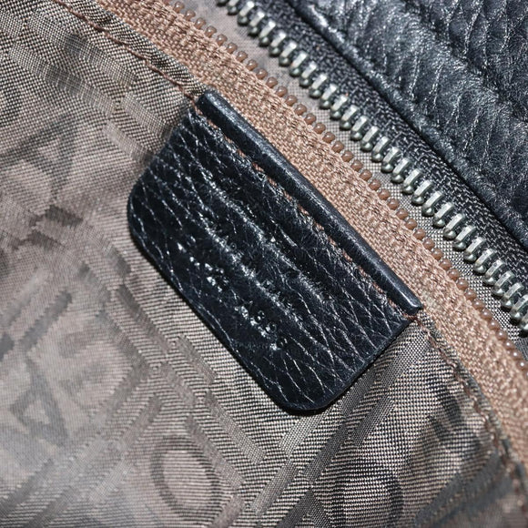 Salvatore Ferragamo Gancini Hand Bag Leather Black Silver Auth bs34239