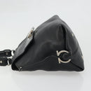 Salvatore Ferragamo Gancini Hand Bag Leather Black Silver Auth bs34239-4