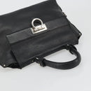 Salvatore Ferragamo Gancini Hand Bag Leather Black Silver Auth bs34239-6