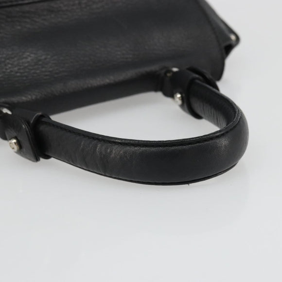 Salvatore Ferragamo Gancini Hand Bag Leather Black Silver Auth bs34239