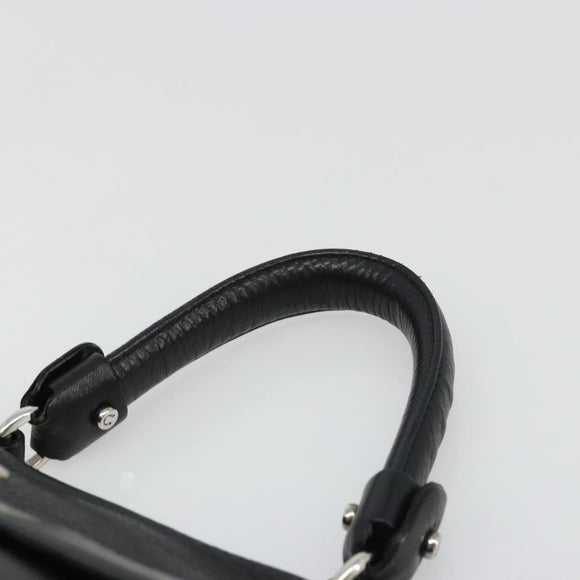 Salvatore Ferragamo Gancini Hand Bag Leather Black Silver Auth bs34239