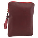 Chloe Clutch Bag Leather Bordeaux Gold Auth bs34240A-1