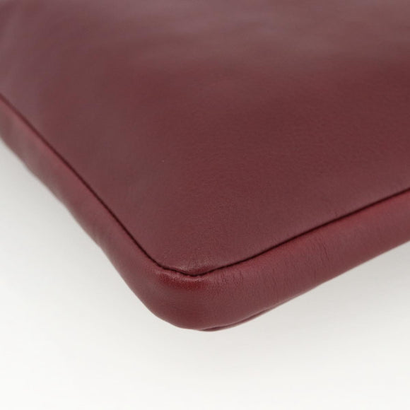 Chloe Clutch Bag Leather Bordeaux Gold Auth bs34240A