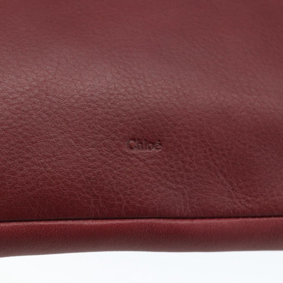 Chloe Clutch Bag Leather Bordeaux Gold Auth bs34240A