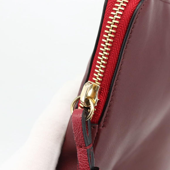 Chloe Clutch Bag Leather Bordeaux Gold Auth bs34240A