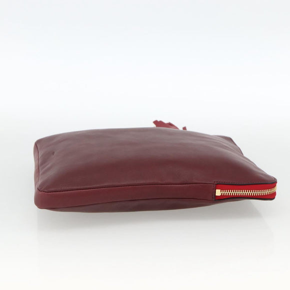 Chloe Clutch Bag Leather Bordeaux Gold Auth bs34240A