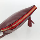 Chloe Clutch Bag Leather Bordeaux Gold Auth bs34240A-6