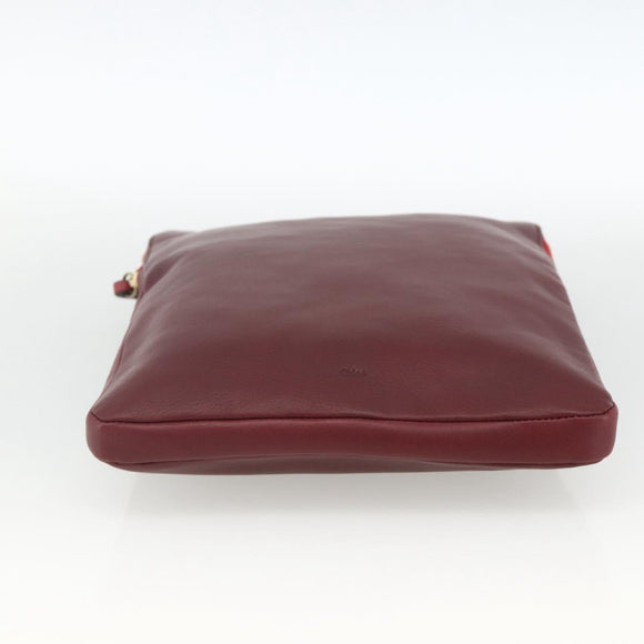 Chloe Clutch Bag Leather Bordeaux Gold Auth bs34240A